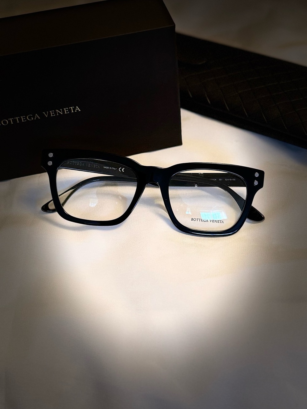 Bottega Veneta Thick Black Square-Angled Optical Glasses